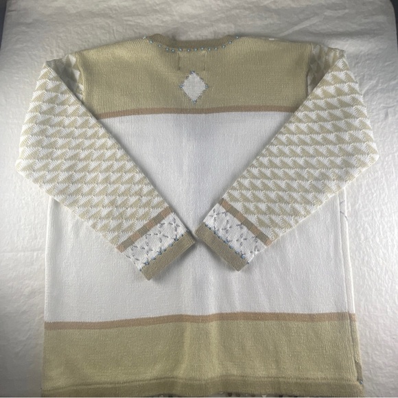 Storybook Knits Cream Cardigan with Blue Accents - Picture 12 of 13